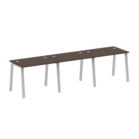 Рабочая станция на 3 рабочих места на А-образном м/к Metal System Style БА.СМ-3.1 3000x720x750 (Венге Цаво/Серый металл)