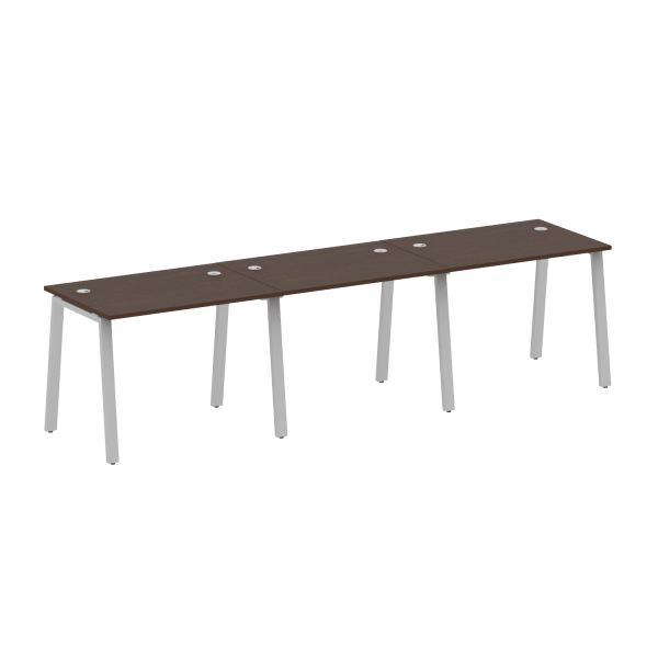 Рабочая станция на 3 рабочих места на А-образном м/к Metal System Style БА.СМ-3.1 3000x720x750 (Венге Цаво/Серый металл)