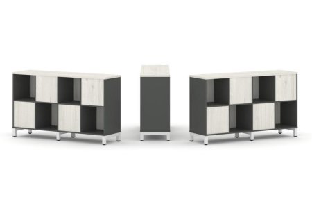 Набор стеллажа 2-х сторонний, 2 яруса SN.NSD-241 (1488х400х881) (Антрацит/Дуб Наварра/Металл Белый)