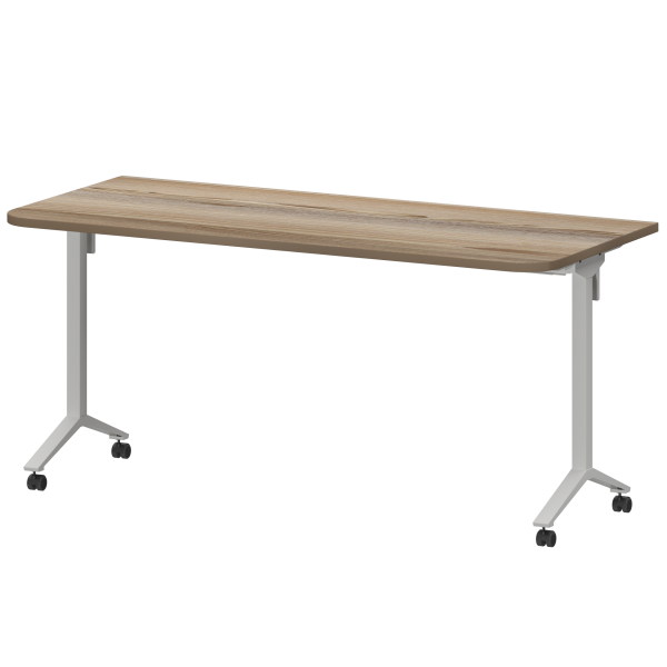 Стол мобильный складной радиусный Моби МБ25-160.70Р 1600x700x750 (Дуб сафари/Белый)