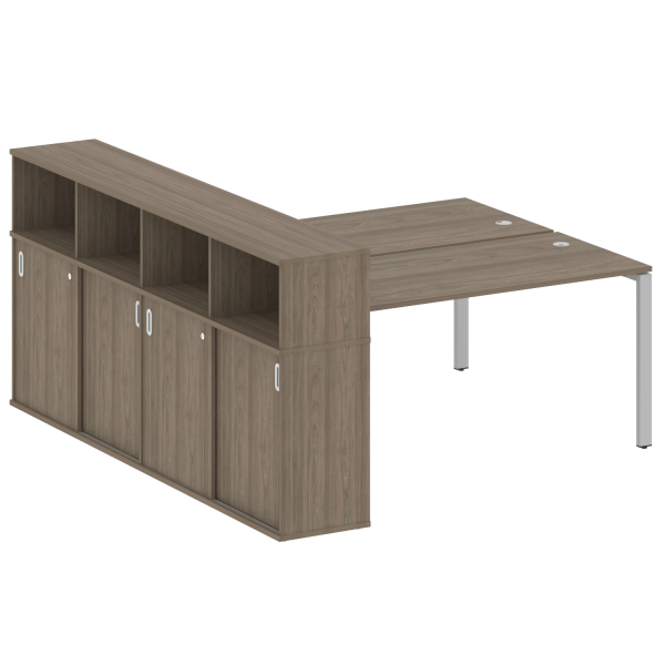 Рабочая станция с опорным шкафом-купе Metal System Style БП.РС-СШК-4.4 2010x2332x1098 (Вяз/Серый металл)