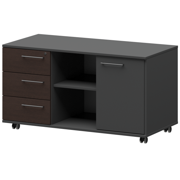 Креденция левая Кортез KZT-62L 1200x568x648 (Дуб венге/Графит)