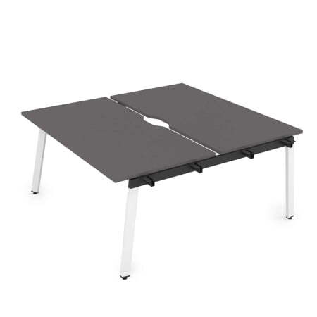 10БДНВ.289 Стол системы Бенч с вырезом, сдвоенный, на 2 рабочих места - начальный (1400x1635x750) (Graphit/Белый металл)