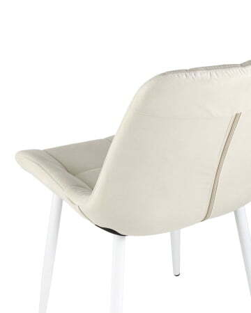 Стул Флекс велюр светло-бежевый белые ножки (Стул Флекс светло бежевый)