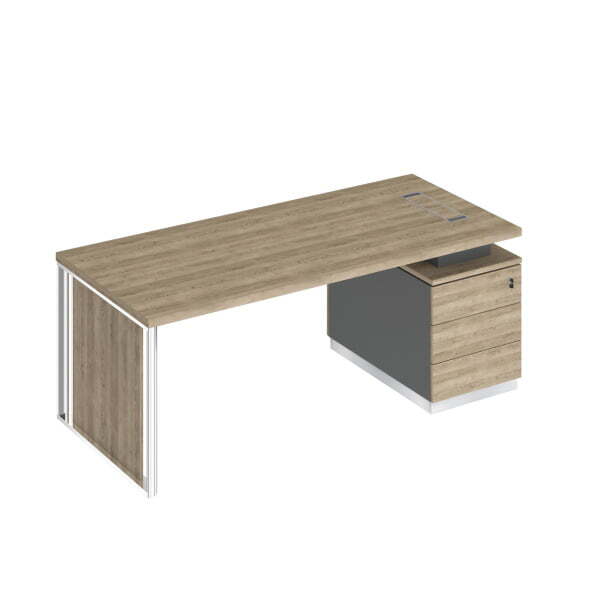 Стол на опорной тумбе с декоративной вставкой Bravo БР 110 2000x900x750 (Дуб гладстоун светлый / Антрацит премиум / Дуб гладстоун светлыйСерый)