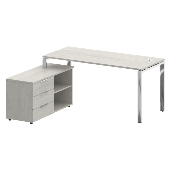 Стол для руководителя с тумбой левый БГ.СРТ-4.7 (L) 1700x1520x750 (Дуб Наварра/Нерж. Сталь)