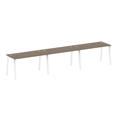 Рабочая станция на 3 рабочих места на А-образном м/к Metal System Style БА.СМ-3.3 4200x720x750 (Вяз/Белый металл)