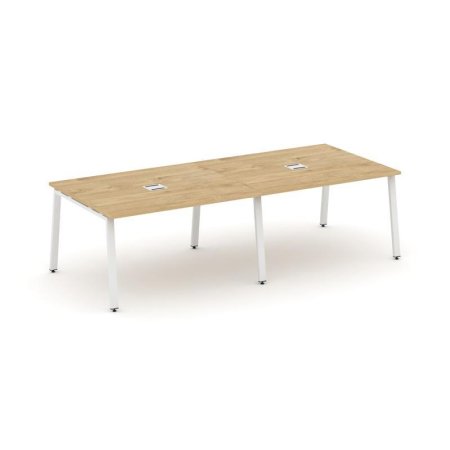 Стол переговорный SN-6A.SPRG-042 (2360х1180х750) (Тиквуд Светлый/Металл Белый)