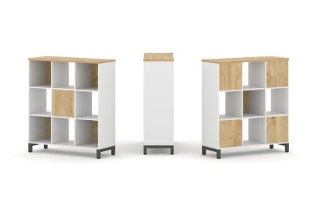 Набор стеллажа 2-х сторонний, 3 яруса SN.NSD-331 (1121х400х1248) (Белый/Тиквуд Светлый/Металл Антрацит)