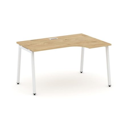 Стол рабочий эргономичный SN-4A.SPA-012(R) (1580х700/980х750) (Тиквуд Светлый/Металл Белый)