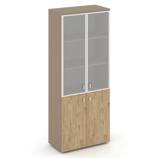 Шкаф высокий широкий ES.ST-1.2R (800х420х1977) (Латте/Тиквуд Светлый/Сатин матовый)