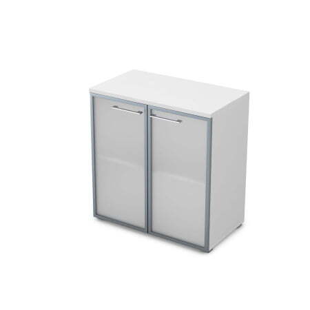Шкаф низкий со стеклом Gloss line 9НШ.023.3 800x450x845 (Белый премиум)