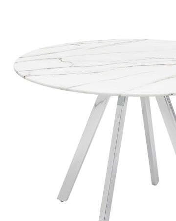 Стол обеденный Хьюстон D100 белый стеклянный (Стол обеденный Хьюстон белый)