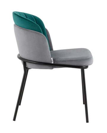 Стул Дабл велюр серый с изумрудной вставкой (Стул Дабл изумрудный)
