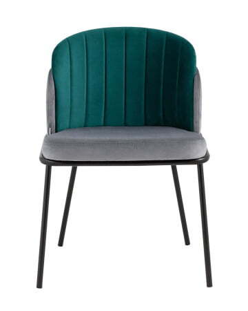 Стул Дабл велюр серый с изумрудной вставкой (Стул Дабл изумрудный)
