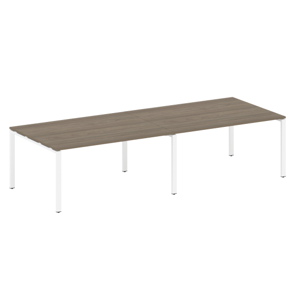 Переговорный стол 2 столешницы Metal System Style БП.ПРГ-2.4 3200x1235x750 (Вяз/Белый металл)