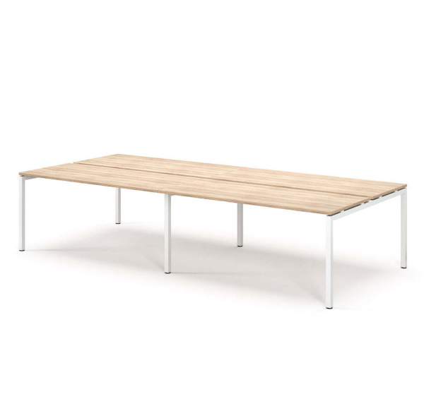 TOUR LIGHT Бенч-система 4 рабочих места 320x143 (Дуб калифорнийский/Белый металл)