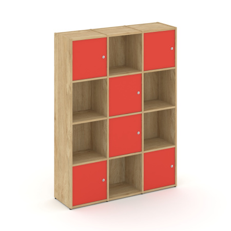 Стеллаж Locker Plus LK.K-006 1188x350x1593 (Тиквуд Светлый | Красный)