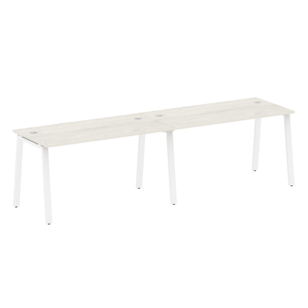 Рабочая станция на 2 рабочих места на А-образном м/к Metal System Style БА.СМ-2.3 2800x720x750 (Дуб наварра/Белый металл)