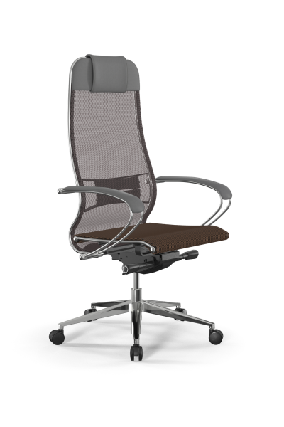 Кресло для руководителя Метта Samurai L1-1K - TS /Uc00/Nc00/K2cL(M26.B32.G25.W03) (Светло-коричневый | Серый)