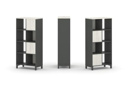Набор стеллажа 2-х сторонний, 4 яруса SN.NSD-421 (754х400х1615) (Антрацит/Дуб Наварра/Металл Антрацит)
