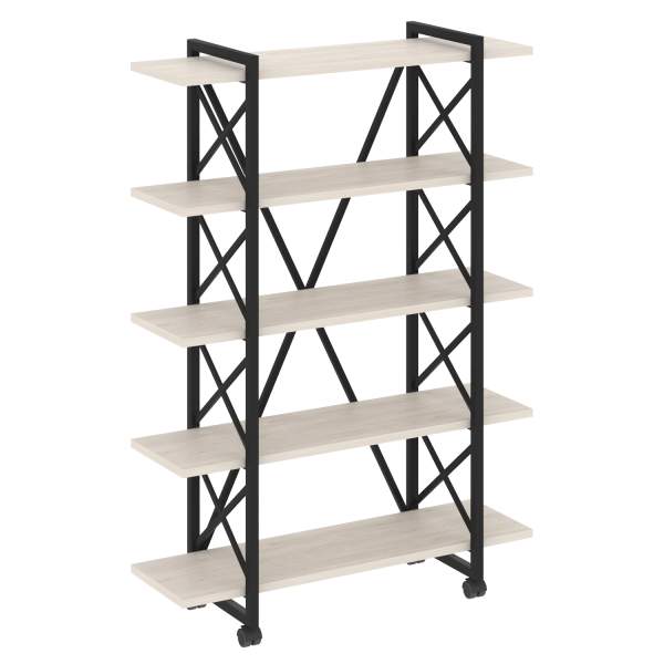Стеллаж на колесных опорах-5 полок VR.L-MST.K-5.8V 1200x400x1704 (Денвер Светлый/Черный металл)