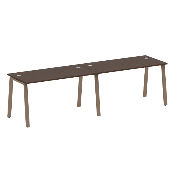Рабочая станция на 2 рабочих места на А-образном м/к Metal System Style БА.СМ-2.3 2800x720x750 (Венге Цаво/Мокко металл)