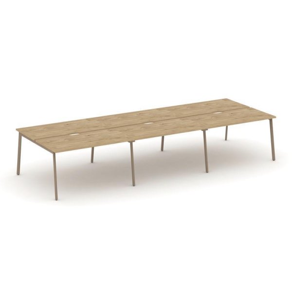 Рабочая станция 6 мест ES.D.RS-6.3-VP (4140х1500х750) (Тиквуд Светлый/Металл Латте)