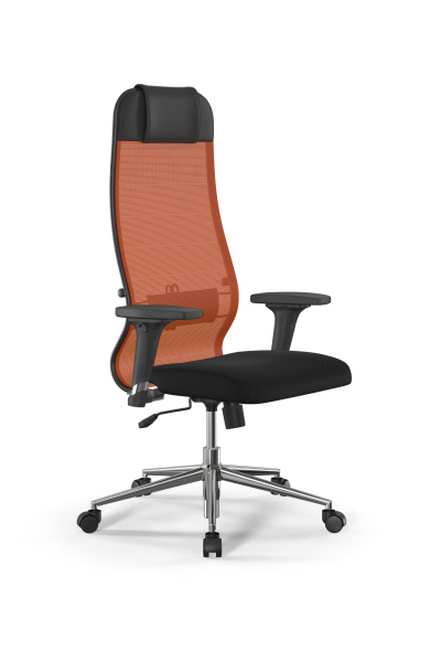 Кресло для руководителя Метта Sit 10 B1-111D - X2+UMF(X1) /Ub00/Wh00/D02P(M09.B23.G18.W01) (Черный | Оранжевый)