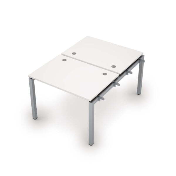 6МБН.5277 Бенч-система на 2 рабочих места, начальный модуль (1000x1435x750) (Белый/Алюминий матовый)