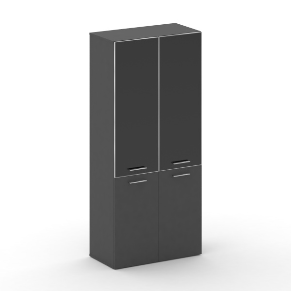 Шкаф широкий высокий Cross CRU.ST-101 white (896x460x2000) (Базальт UM-Черный UM-Лакобель черный)