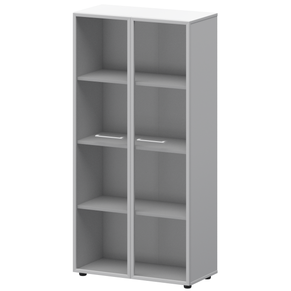 Шкаф высокий со стеклом в ал. рамке Кортез СМШ48RS(Б) 792x380x1595 (Белый)