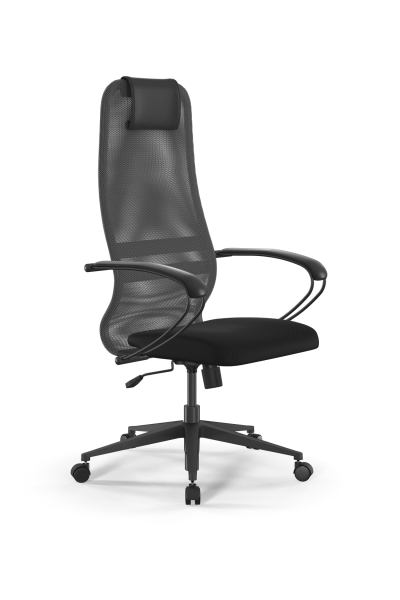 Кресло для руководителя Метта Sit 8 B1-8K - X1+UMF(X1) /Uh00/Wh00/K1bL(M09.B11.G19.W02) (Светло-серый | Черный)