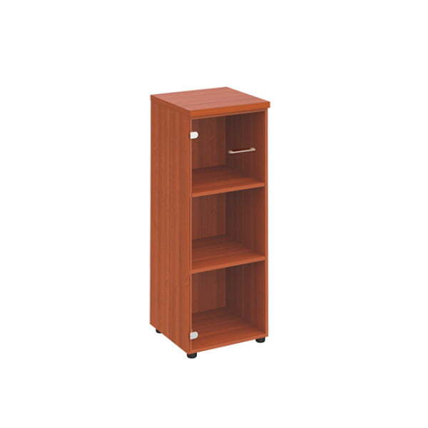 Шкаф средний узкий со стеклянной прозрачной дверью Патриот ПТ 967 460x460x1200 (Миланский орех)