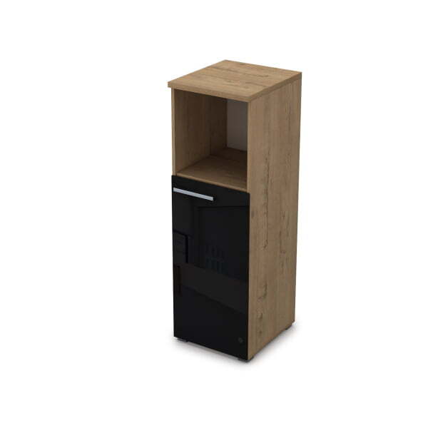 9ПП.017.8 Пенал средний со стеклом и нишей (400x450x1245), правый (Teakwood)