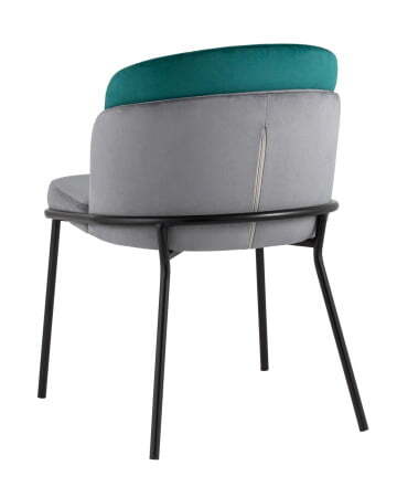 Стул Дабл велюр серый с изумрудной вставкой (Стул Дабл изумрудный)
