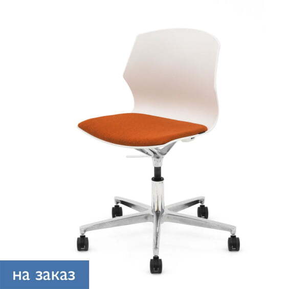 SOLE Кресло пластик с подушкой 4 опоры хром (Кирпичный/Белый)