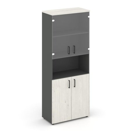 Шкаф высокий широкий SN.STS.E-105 (796х400х1982) (Антрацит/Дуб Наварра/Прозрачный)