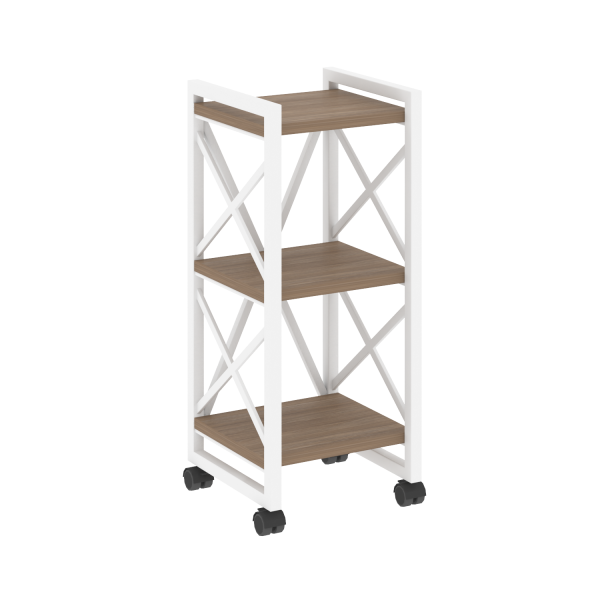 Стеллаж на колесных опорах-3 полки VR.L-MST.K-3.4 400x400x968 (Дуб Аризона/Белый металл)