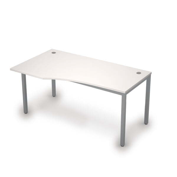 6М.020 Стол криволинейн.лев. (1600x900x750) (Белый/Алюминий матовый)