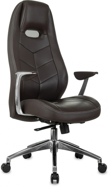 Кресло руководителя _Zen коричневый кожа крестов. алюминий (Коричневый)