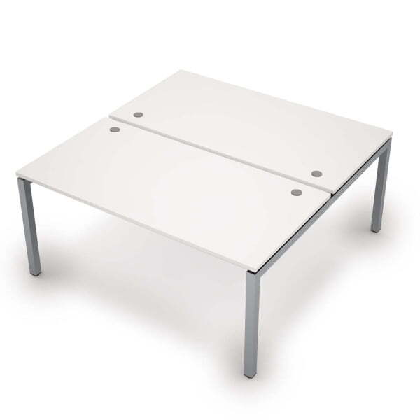 6МБ.5284 Бенч-система на 2 рабочих места (1600x1635x750) (Белый/Алюминий матовый)