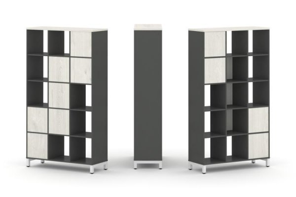 Набор стеллажа 1 сторонний, 5 ярусов SN.NS-531 (1121х400х1982) (Антрацит/Дуб Наварра/Металл Белый)