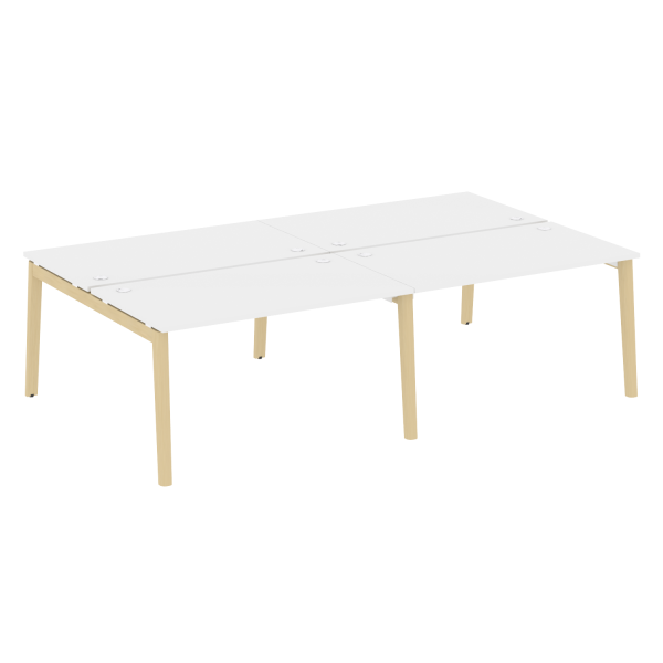 Рабочая станция на деревянных опорах Onix Wood OW.D.RS-4.3.8 2760x1635x750 (Белый Бриллиант/Дуб Светлый)