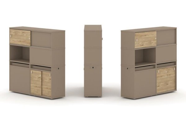 Тумба двойная + высокая надставка ES.NB.2V-33 (1500х410х1520) (Латте/Тиквуд Светлый)