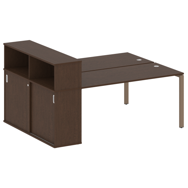 Рабочая станция с опорным шкафом-купе Metal System Style БП.РС-СШК-2.4 2010x1475x1098 (Венге Цаво/Мокко металл)