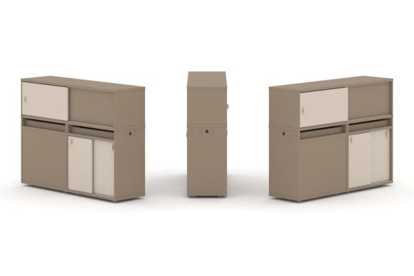 Тумба двойная + низкая надставка ES.NB.2N-22 (1500х410х1135) (Латте/Капучино)