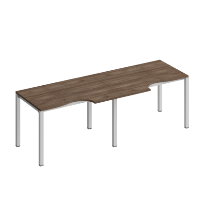 Рабочая станция со столами эргоном. на металлокаркасе КФ (2х120) Комфорт КФ К.1135-2 2400x900x750 (Дуб шамони темныйСерый)