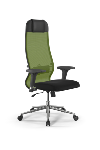 Кресло для руководителя Метта Sit 10 B1-111D - X2+UMF(X1) /Ub00/Wh00/D02P(M09.B23.G18.W01) (Зеленый | Черный)