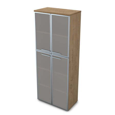 9Ш.005.17 Шкаф высокий со стеклом (800x450x2045) (Teakwood)